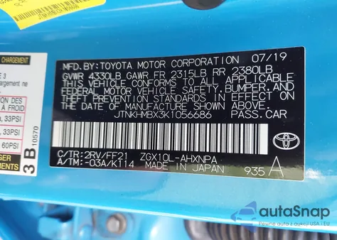 2019 Toyota C-Hr Xle from USA, damaged, VIN JTNKHMBX3K1056686